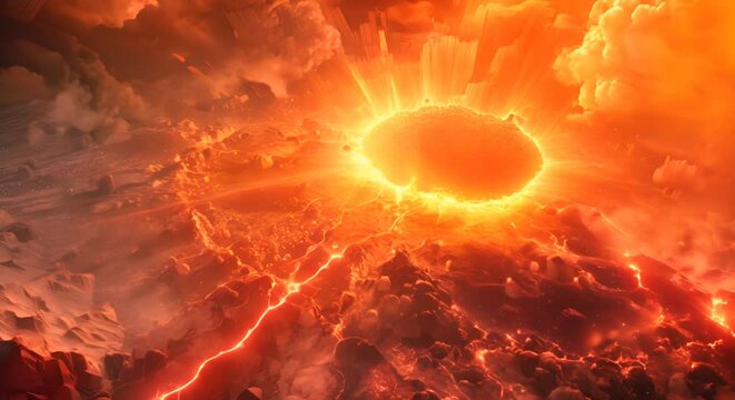 earth's core as a ticking time bomb, with fissures reaching out to the surface, a warning of imminent eruption,