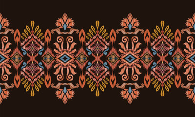 Hand draw Ikat floral paisley embroidery.geometric ethnic oriental pattern traditional.Aztec style abstract vector illustration.great for textiles, banners, wallpapers, wrapping vector design.