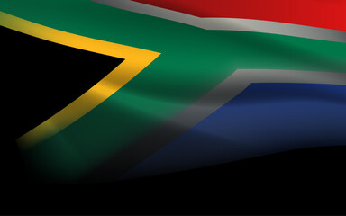 South African flag on a black background, suitable for political or national events such as election day and Independence Day, vector illustration