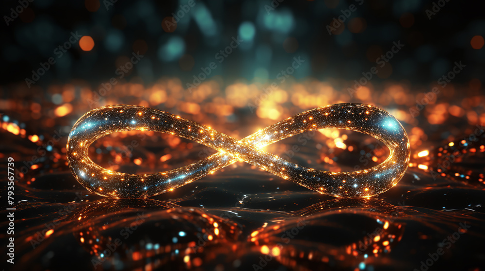 Wall mural background with network of lights and lines for technical connection or decoration