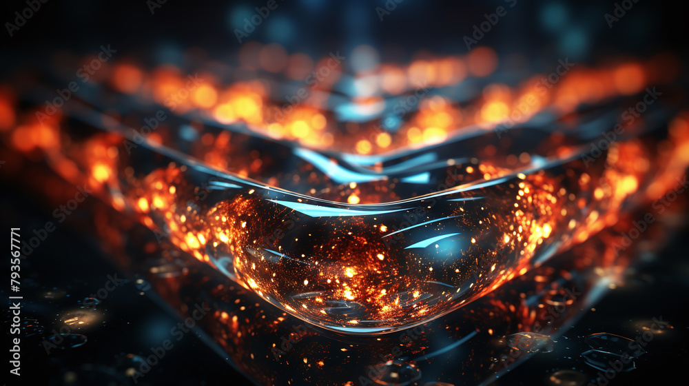 Wall mural background with network of lights and lines for technical connection or decoration