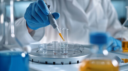 : A researcher pipetting a sample into a microcentrifuge tube,