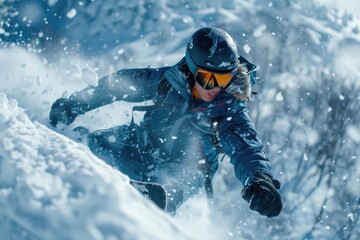 snowboarder dangerous winter fast cold ski downhill air snow jump action snowboarder jump cool blue active guy snowboarding extreme jacket board snowboard mountains man competition freeze lif inhigh
