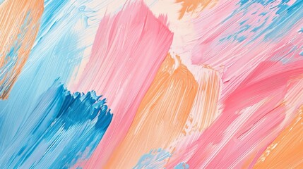 Vibrant abstract painting with bold brush strokes in pink and blue, ideal for dynamic visuals.