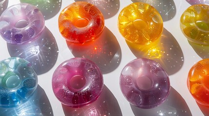 Artistic Marbles Resembling Donuts Celebrating National Donut Day on a White Background