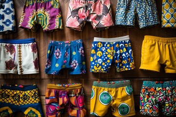 National No Pants Day Celebration: Vibrant Boxers Display on Rustic Wood