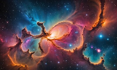Naklejka premium Colorful outer space galaxy cloud nebula. Night cosmos stars. Astronomy is the science of the universe