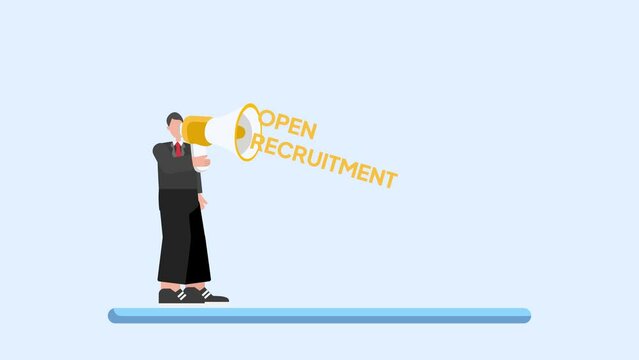Animated video Job search, recruiting, hiring concept. concept. Full length animation illustration. High quality 4k footage.	