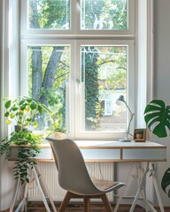 National Simplicity Day Study with Sunlit Window and Minimalist Decor