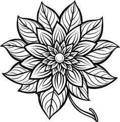 Simple flower coloring page line art black and white Flower logo design