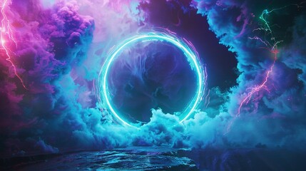 Obraz premium Neon Nexus The Realistic Portal of Interdimensional Advancement