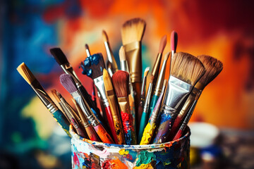 brushes and paints