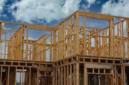 New home under construction at an Australian suburban real estate development during the housing crisis.