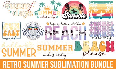 retro summer sublimation design bundle © MD