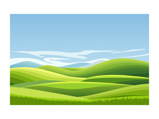 green hills blue sky landscape summer field country nature background illustration meadow countryside