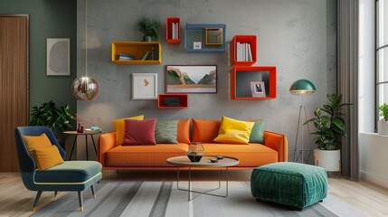 living room interior with sofa