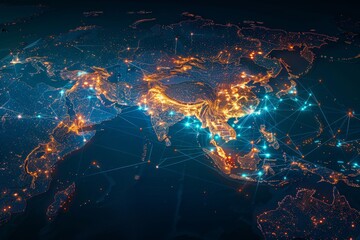 Digital Map of Asian Network Technology created with Generative AI