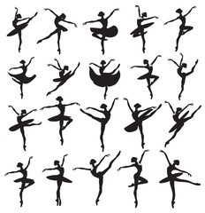 Naklejka premium Ballet Dance Silhouette Vector Collection 
