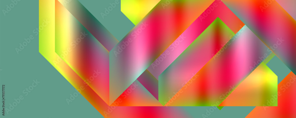 Poster a colorful geometric pattern with shades of pink and magenta on a blue background. the design featur