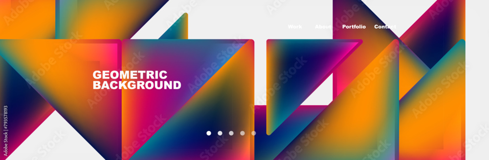 Poster A vibrant geometric background featuring triangles in magenta and electric blue hues on a white backdrop, creating a modern and dynamic pattern with a techinspired aesthetic
