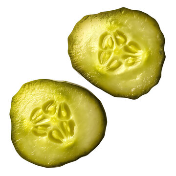 Pickled cucumber slices isolated on transparent background Generative Ai.