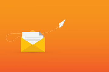 Newsletter. illustration of email marketing. subscription to newsletter, news, offers, promotions. a letter and envelope. subscribe, submit. send by mail.	