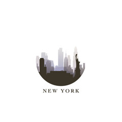 Fototapeta premium New York cityscape, vector gradient badge, flat skyline logo, icon. USA, NYC state city round emblem idea with landmarks and building silhouettes. Isolated abstract graphic