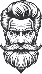 Stylish barber shop logo featuring a dashing man with a beard and mustache