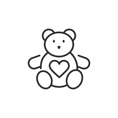 Teddy bear icon. A charming and simple design of a teddy bear with a heart, representing love, comfort and the joys of childhood. Ideal for toy stores and gift shops. Vector illustration