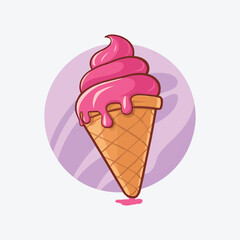 ice cream cone cartoon icon illustration. sweet food icon concept isolated . flat cartoon style