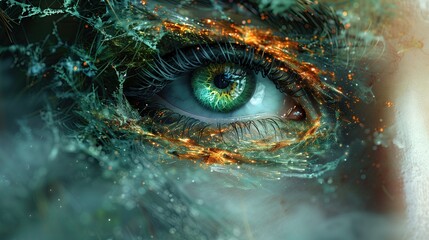 eye of the person. digital eyes - obrazy, fototapety, plakaty