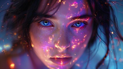 Obraz premium Portrait of a woman and light effects on her face