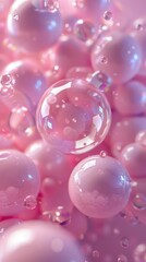 Bubbles on a pink background. 3d rendering