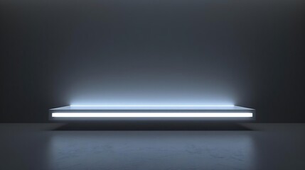 A white shelf with a light shining on it