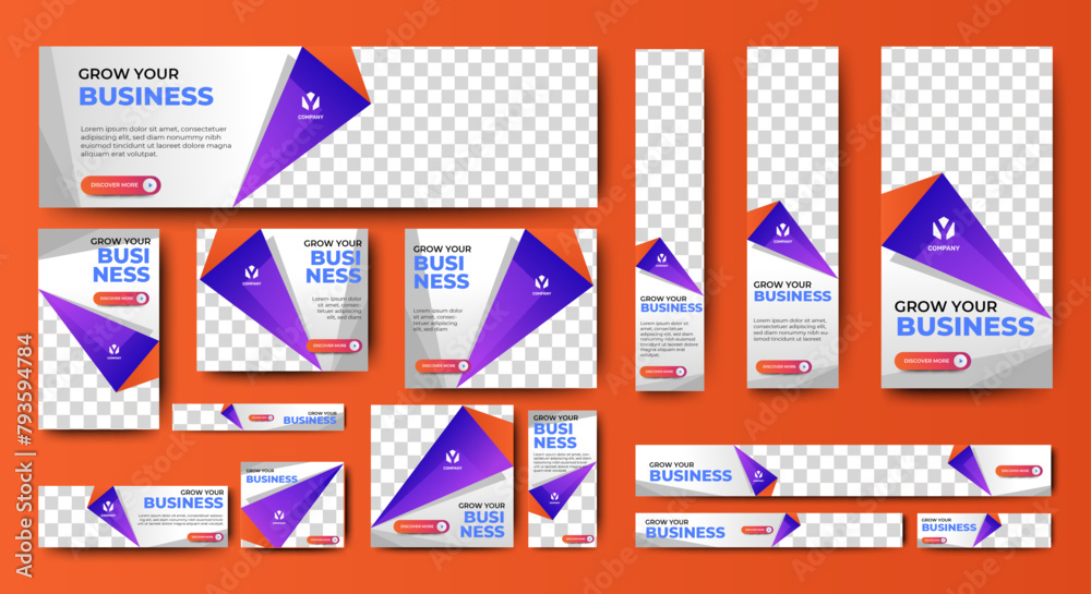 Poster business web banners template design with image space. vector
