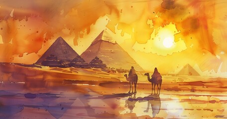 watercolor artwork inspired by Egypt