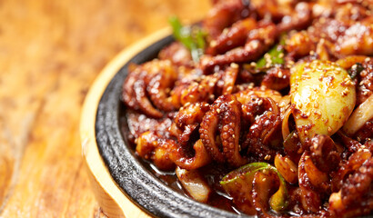 Stir fried spicy vegetable octopus 
