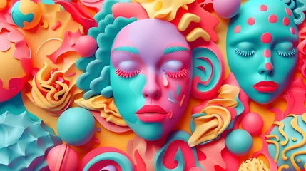 Foto op Plexiglas Pop art background, colorful concept of woman in pop art portrait style. © CatNap Studio