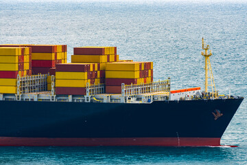 large container shipping ship Sailing by sea international transportation Export-import business,...