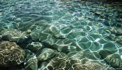 Crystalclear waters beckoning on a sunny day in the backyard - obrazy, fototapety, plakaty