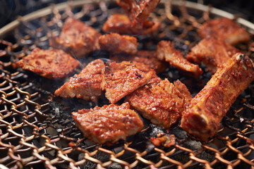 grilled meat on the grill	