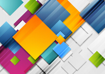 Colorful glossy squares abstract technology background. Geometric vector design