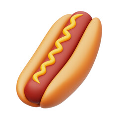 Delicious Hot Dog 3D Rendering Icon Isolated Transparent Background