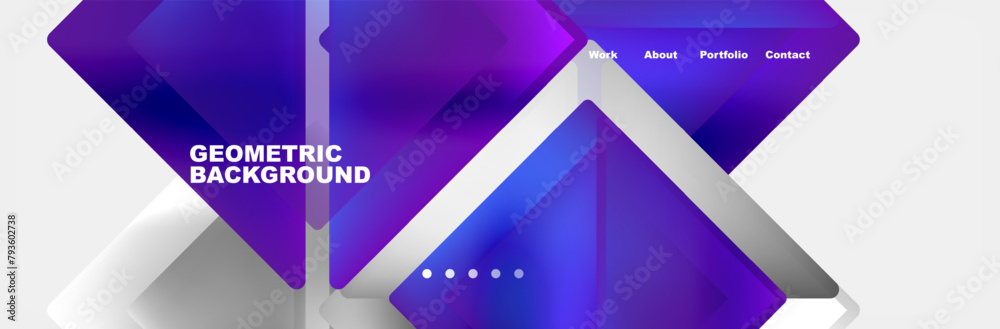 Aufkleber a geometric pattern featuring purple and electric blue triangles in a symmetrical layout on a white 