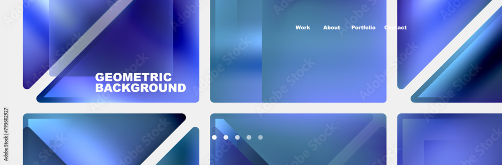 Aufkleber a collection of electric blue geometric backgrounds with white lines, featuring symmetrical patterns
