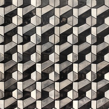 A black and white patterned tile floor with a white border