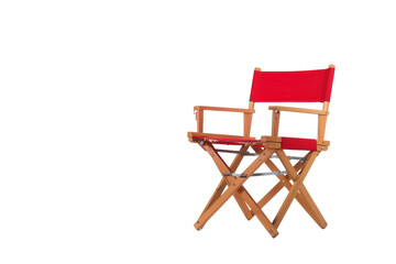 Wooden Chair With Red Seat on White Background