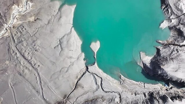Aerial Shot Heart Shaped Chevril Lake Tignes Alpes France Turquoise Water Romantic