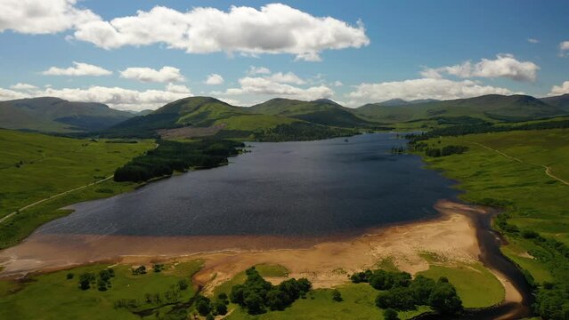 Aerial view of Loch Tulla in the Scottish Highlands. Views of Scotland.
