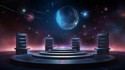 3d podiums in a cosmic setting